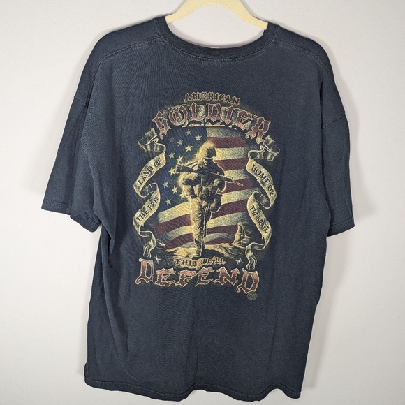 Vintage American Soldier Armed Forces USA guns Patriotism Tshirt mens XL - Picture 4 of 6